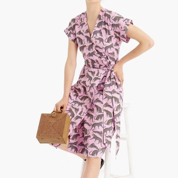 J. Crew Ratti Cheetah-print Wrap Dress - Picture 1 of 7